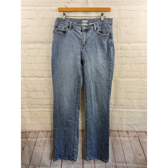 Liz Claiborne Jeans Womens Size 10 Long Straight Leg Blue Casual High Waisted - Picture 1 of 6